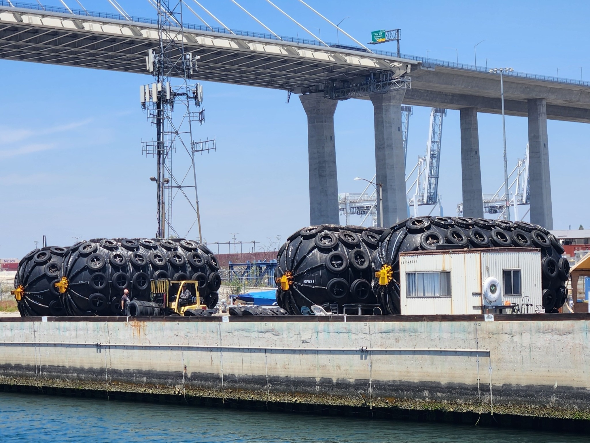 Marine fender design for vessel impact protection California